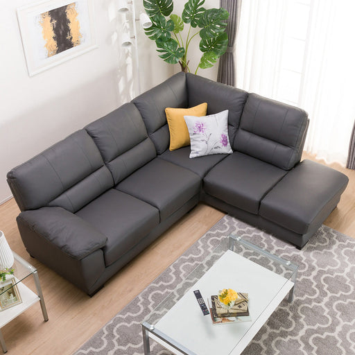 CORNER SOFA WALL3-KD LC LETHER-C1 GY