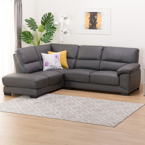 CORNER SOFA WALL3-KD RC LETHER-C1 GY