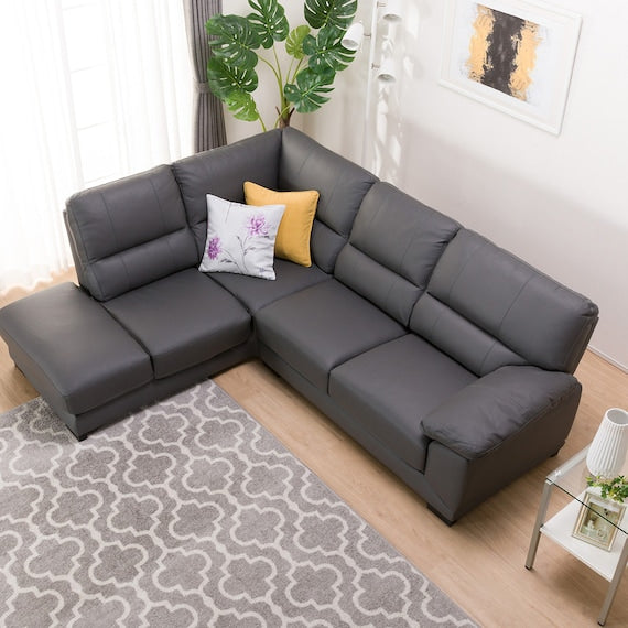 CORNER SOFA WALL3-KD RC LETHER-C1 GY