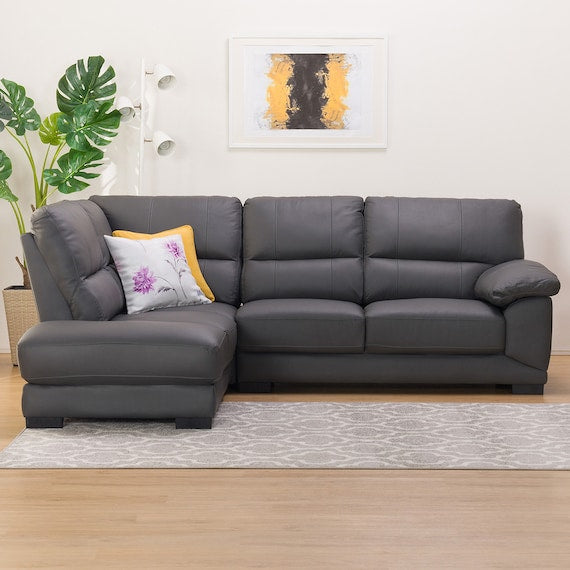 CORNER SOFA WALL3-KD RC LETHER-C1 GY