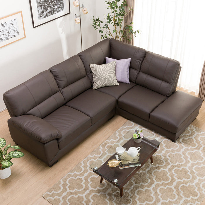 CORNER SOFA WALL3-KD LC LETHER-C1 DBR