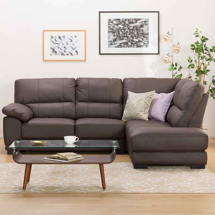 CORNER SOFA WALL3-KD LC LETHER-C1 DBR