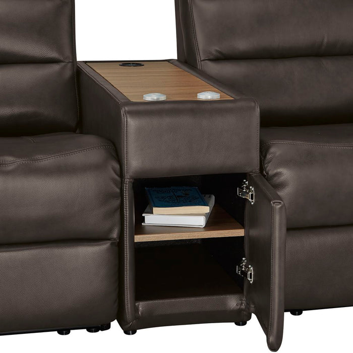 2S SOFA N-BELIEVA DBR2-SZN116 LEATHER WITH STORAGE TABLE