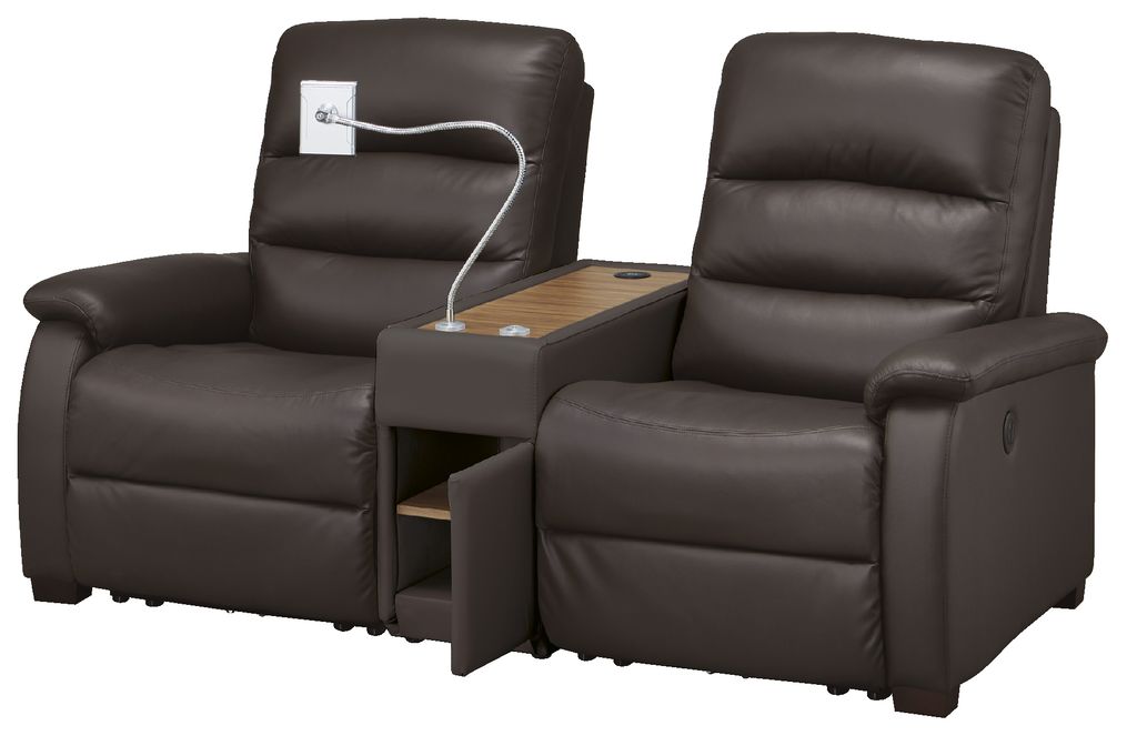 2S SOFA N-BELIEVA DBR2-SZN116 LEATHER WITH STORAGE TABLE