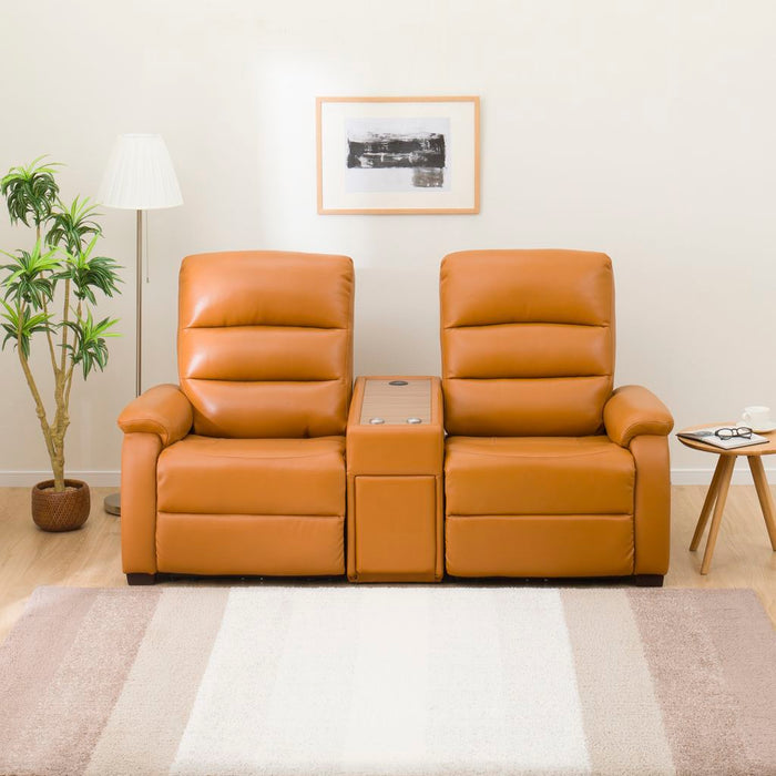 2S SOFA N-BELIEVA CA2-JHN76 TK-LEATHER WITH STORAGE TABLE