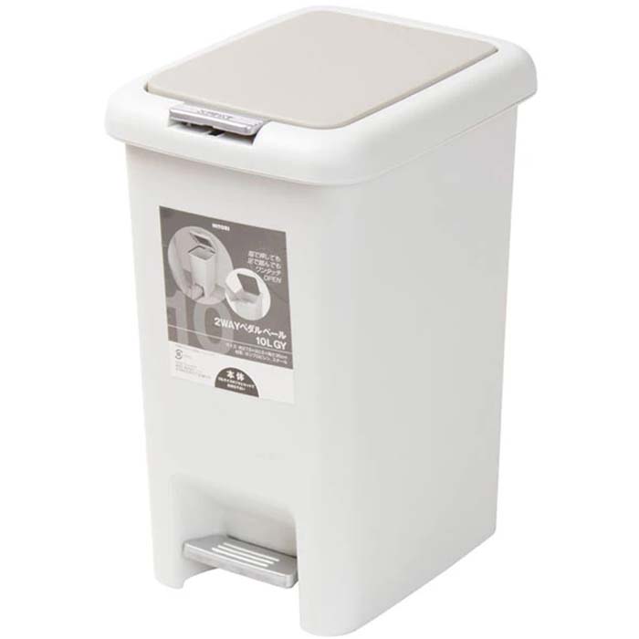 STEP & PUSH DUST BIN 10L GY