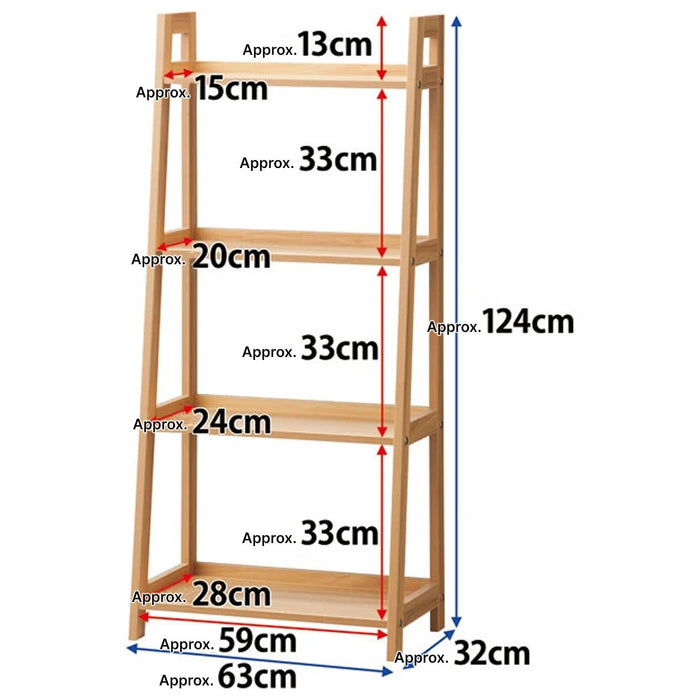 WOOD SHELF 4TIER LADDER-N NA