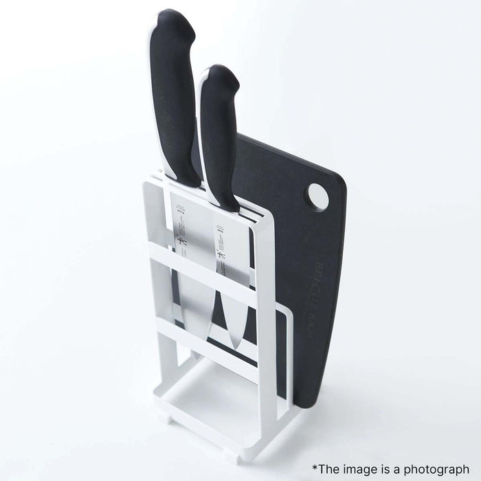 KNIFE & CUTTING BOARD STAND FLAT WH