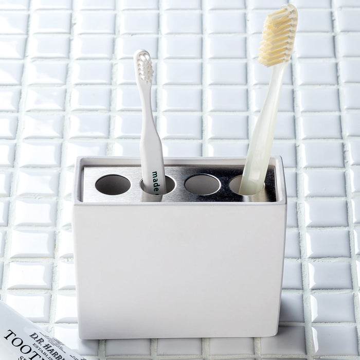 POROUS CERAMIC TOOTHBRUSH STAND SQUARE WH