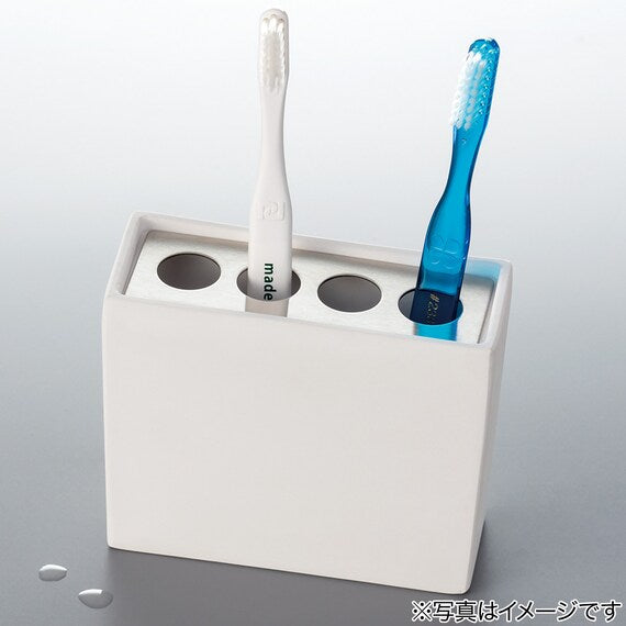 POROUS CERAMIC TOOTHBRUSH STAND SQUARE WH