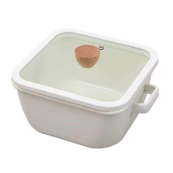 SQUARE ENAMEL DEEP POT 20CM